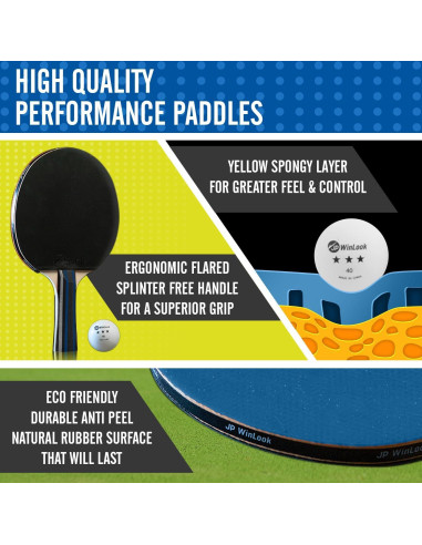 Conjunto de Palas de Ping Pong JP WinLook 4 Jugadores