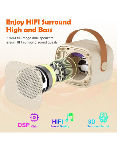 Mini máquina de karaoke JUNGLE MONSTER D20-BE 2 micrófonos