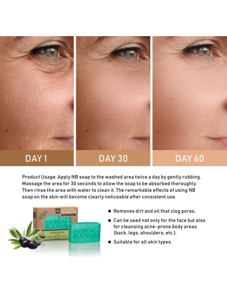 Jabón Orgánico de Hoja de Olivo Natural Bodrum - 5 Piezas 99g