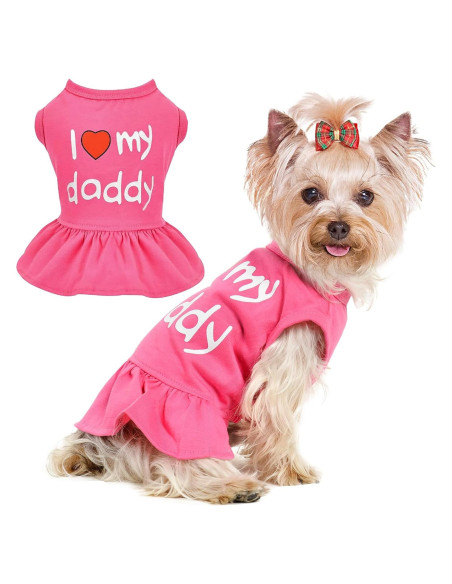 Vestido para Perro Pequeño Dosuyi Rosa Amor Papá 23cm