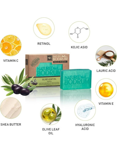 Jabón Orgánico de Hoja de Olivo Natural Bodrum - 5 Piezas 99g