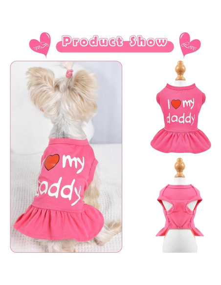 Vestido para Perro Pequeño Dosuyi Rosa Amor Papá 23cm