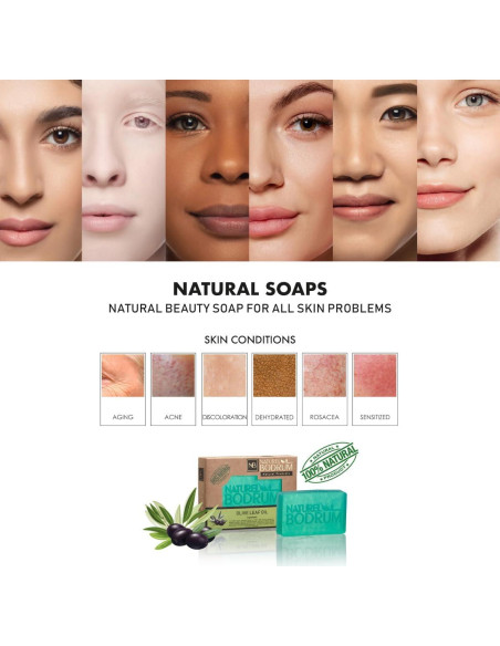 Jabón Orgánico de Hoja de Olivo Natural Bodrum - 5 Piezas 99g