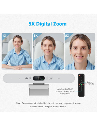 Webcam 4K PolaTab C4KHD con Micrófono y Altavoz Hi-Fi