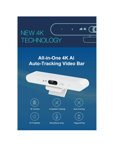 Webcam 4K PolaTab C4KHD con Micrófono y Altavoz Hi-Fi