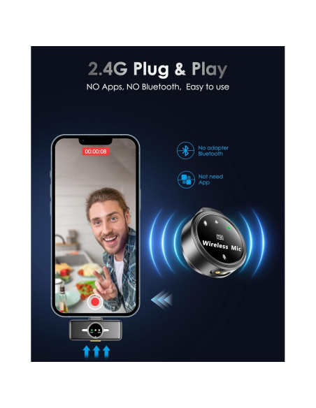 Micrófono Lavalier Inalámbrico Lincisoonic A6 USB-C 14h