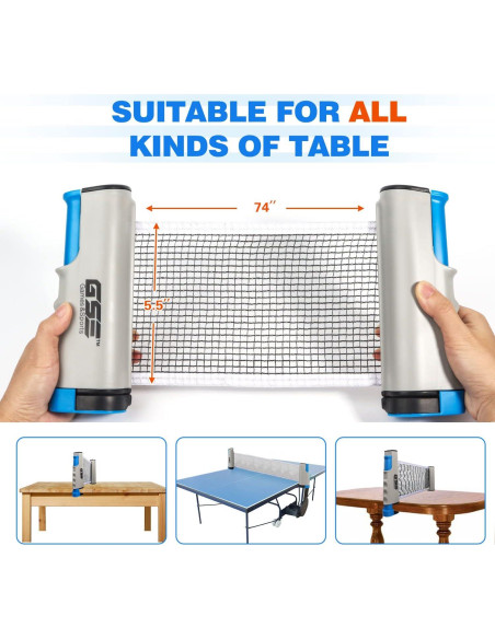 Conjunto de Tenis de Mesa GSE Ajustable con Red y Palas