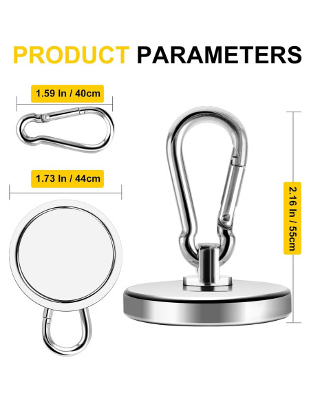 Ganchos Magnéticos DIYMAG 4P 90.72kg Acero Inoxidable
