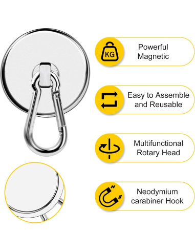 Ganchos Magnéticos DIYMAG 4P 90.72kg Acero Inoxidable