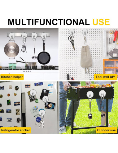 Ganchos Magnéticos DIYMAG 4P 90.72kg Acero Inoxidable