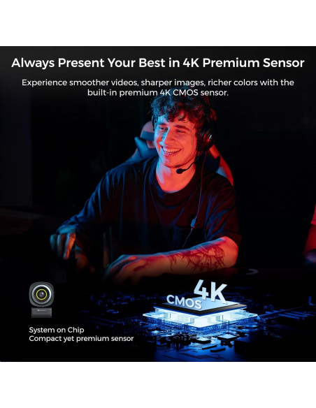 Cámara Web 4K NearStream V08AF con Micrófono y FOV Ajustable