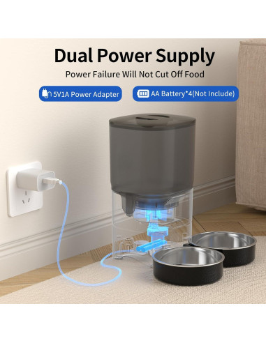 Comedero Automático PAPIFEED 7L para 2 Gatos - Negro