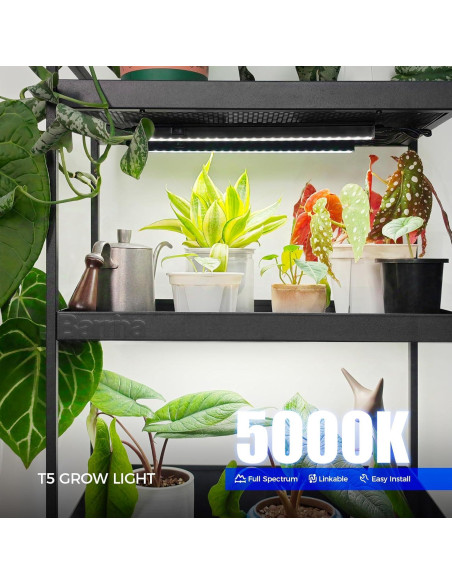 Barrina T5 Luz de Crecimiento LED 1 Pie 5000K 4 Paquetes