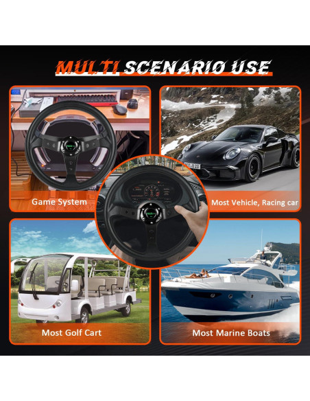 Volante de Carreras RASTP 350mm Universal con Claxon - Negro