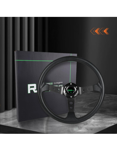 Volante de Carreras RASTP 350mm Universal con Claxon - Negro