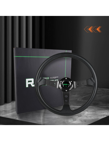 Volante de Carreras RASTP 350mm Universal con Claxon - Negro