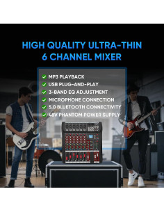 Mezclador de Audio FULODE CT60 6 Canales Bluetooth USB 2