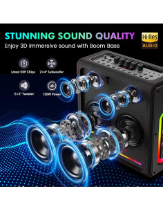 Máquina de Karaoke PPMIC MS78 Bluetooth 5.3 300W 2 Micrófonos 2