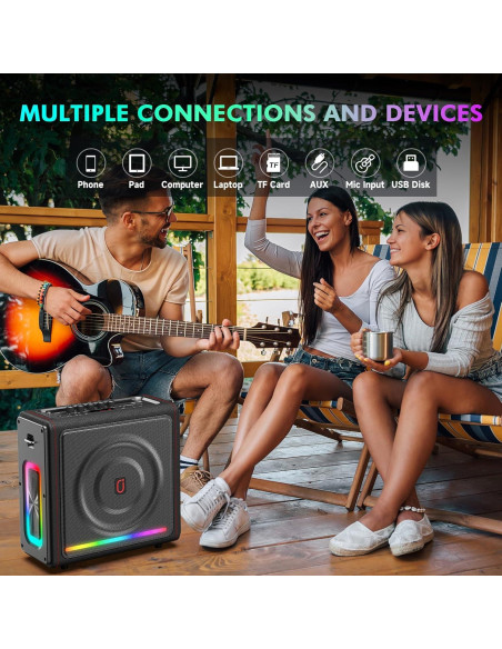 Máquina de Karaoke PPMIC MS78 Bluetooth 5.3 300W 2 Micrófonos