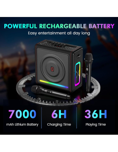 Máquina de Karaoke PPMIC MS78 Bluetooth 5.3 300W 2 Micrófonos