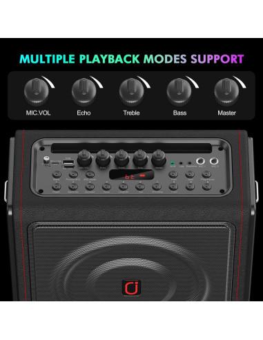 Máquina de Karaoke PPMIC MS78 Bluetooth 5.3 300W 2 Micrófonos