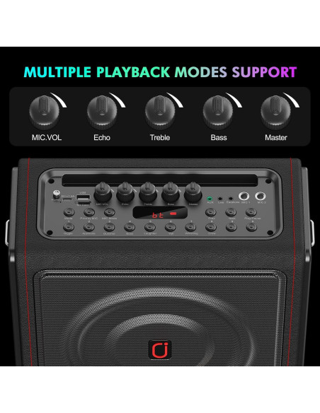 Máquina de Karaoke PPMIC MS78 Bluetooth 5.3 300W 2 Micrófonos