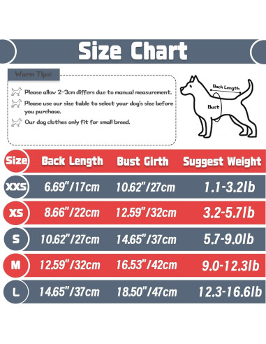 Conjunto 4 Piezas Ropa para Perros Dinkinty XXS~M Colores