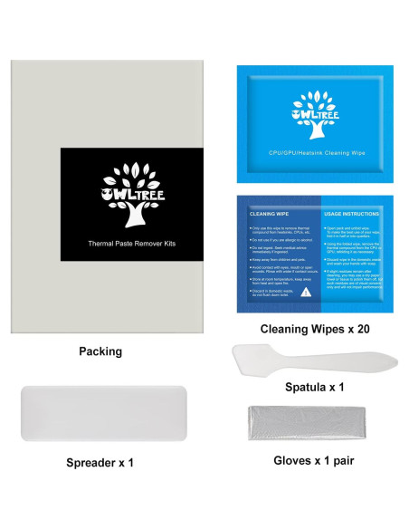 Kit de Limpieza de Pasta Térmica OwlTree 20 Toallitas