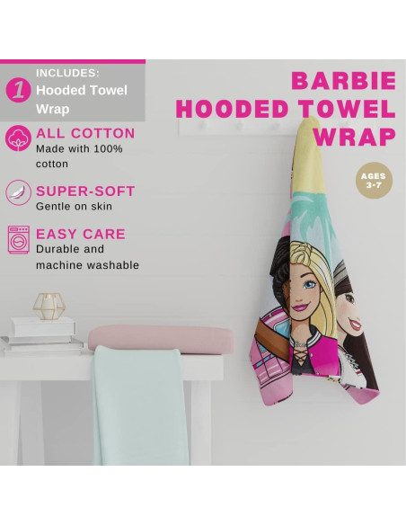 Toalla Envueltoria Barbie Franco Kids 61x127 cm con Capucha