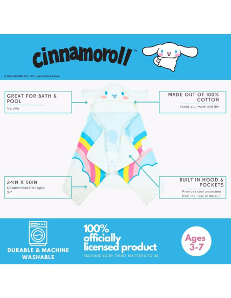 Toalla con Capucha Franco Cinnamoroll 100% Algodón 61x127 cm