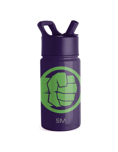 Botella de Agua Simple Modern Marvel Hulk 414ml con Popote