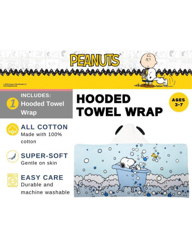 Toalla con Capucha Franco Peanuts 100% Algodón 61x127 cm