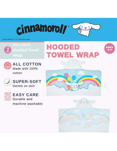 Toalla con Capucha Franco Cinnamoroll 100% Algodón 61x127 cm