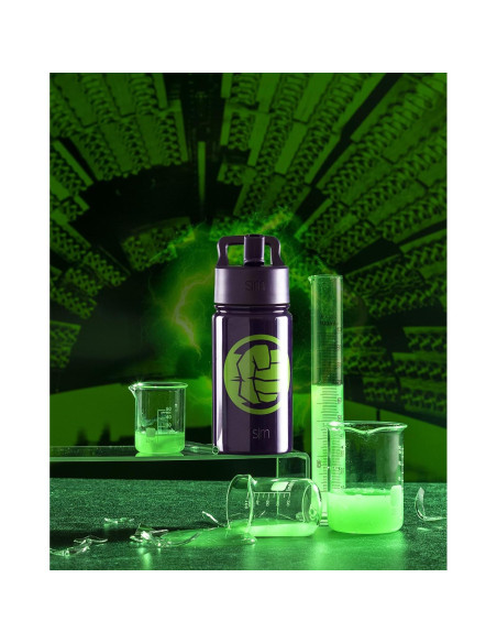 Botella de Agua Simple Modern Marvel Hulk 414ml con Popote