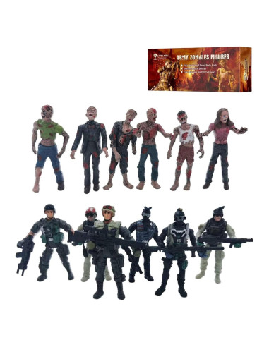 Figuras de Acción IMIREUXY Marines y Zombis 12PCS