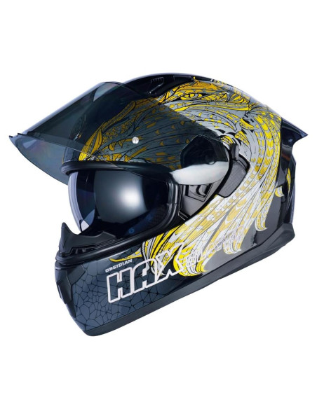 Casco Integral HAX Obsidian Doble Visera UV Slayer Gold L Casco Integral HAX Obsidian Doble Visera UV Slayer Gold L