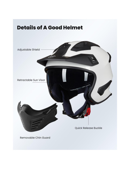 Casco Abierto ILM 726X para Motocicleta Blanco S