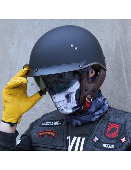 Casco de motocicleta JQF Gear MM107 Retro Negro Mate L