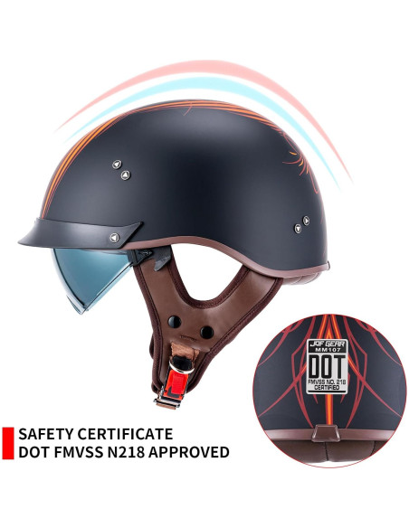 Casco de motocicleta JQF Gear MM107 Cruiser retro L