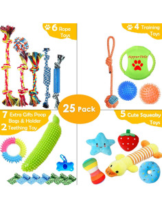 Paquete de 25 Juguetes para Perros Aipper - Diversión y Salud 2