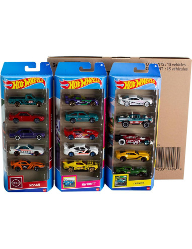 Paquete de 15 coches Hot Wheels Mattel 3 temáticas 1:64