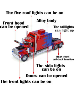 Camión Semi Pesado 1:24 Therina Rojo Diecast con Luces y Sonidos 2