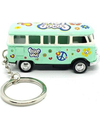 Autobús Clásico Hippie Volkswagen KiNSMART 1:64 Verde Pastel
