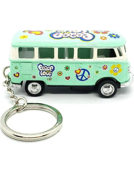 Autobús Clásico Hippie Volkswagen KiNSMART 1:64 Verde Pastel