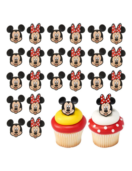 Anillos de Cupcake Mickey y Minnie Mouse DecoPac - 24 Piezas