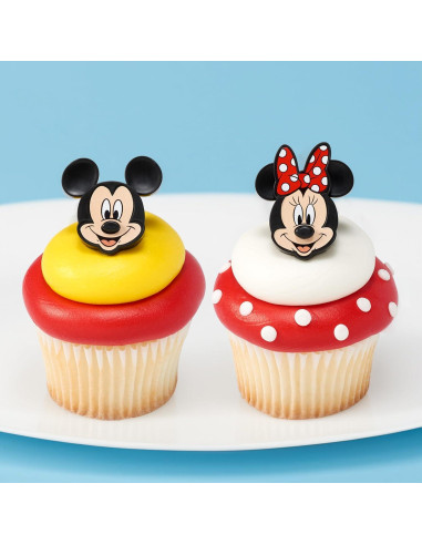 Anillos de Cupcake Mickey y Minnie Mouse DecoPac - 24 Piezas