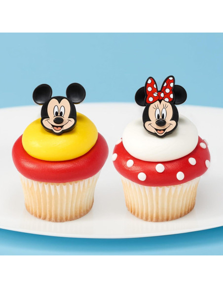 Anillos de Cupcake Mickey y Minnie Mouse DecoPac - 24 Piezas