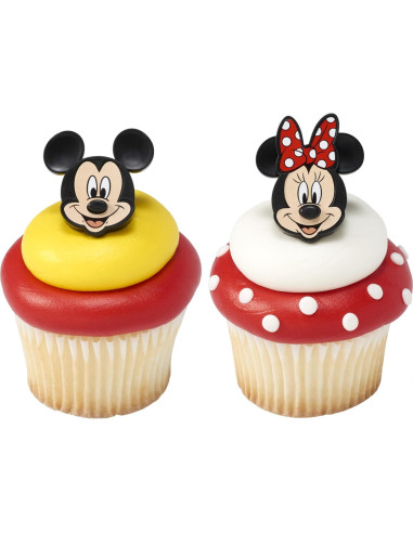 Anillos de Cupcake Mickey y Minnie Mouse DecoPac - 24 Piezas