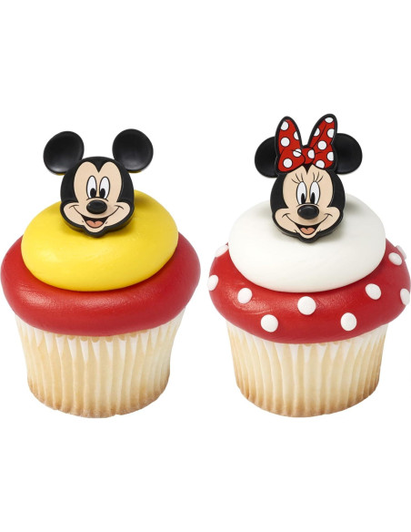 Anillos de Cupcake Mickey y Minnie Mouse DecoPac - 24 Piezas