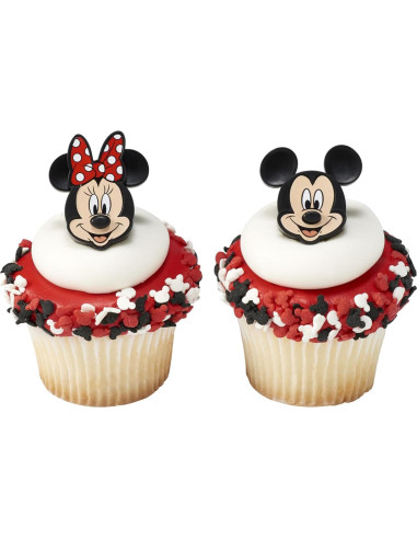 Anillos de Cupcake Mickey y Minnie Mouse DecoPac - 24 Piezas